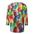 thumbnail image 5 of Midsumdr Womens Tops Casual Easter Colored Eggs Printed Outdoor Daily T Shirt Vacation 3/4 Sleeve Crew Neck Spring Summer Blouse Tops, 5 of 5