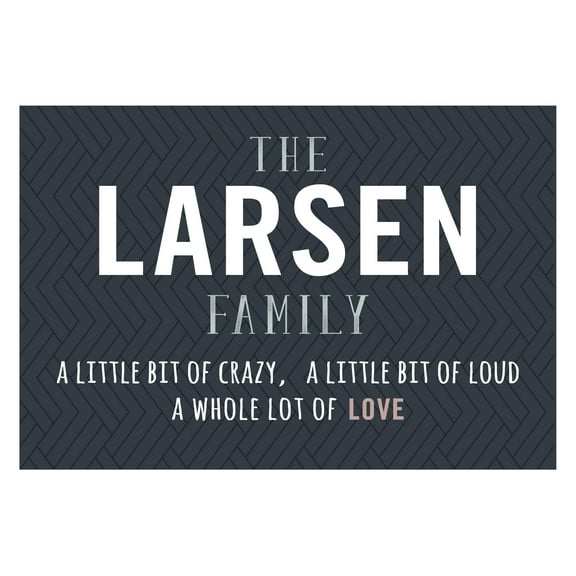Personalized Planet 27x18 Little Bit of Crazy Loud and A Whole Lot of Love Doormat with Custom Family Name Printed on Gray Rectangular 1/8” Thick Non Slip Mat for Kitchen Hallway Deck or Porch