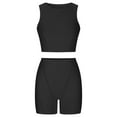 thumbnail image 3 of REORIAFEE Workout Sets 2 Piece Outfits for Women Yoga Active Wear Disco Outfits Women's Summer Sleeveless Crewneck Slim Tops Short Pants Comfortable Two Piece Set Black L, 3 of 5