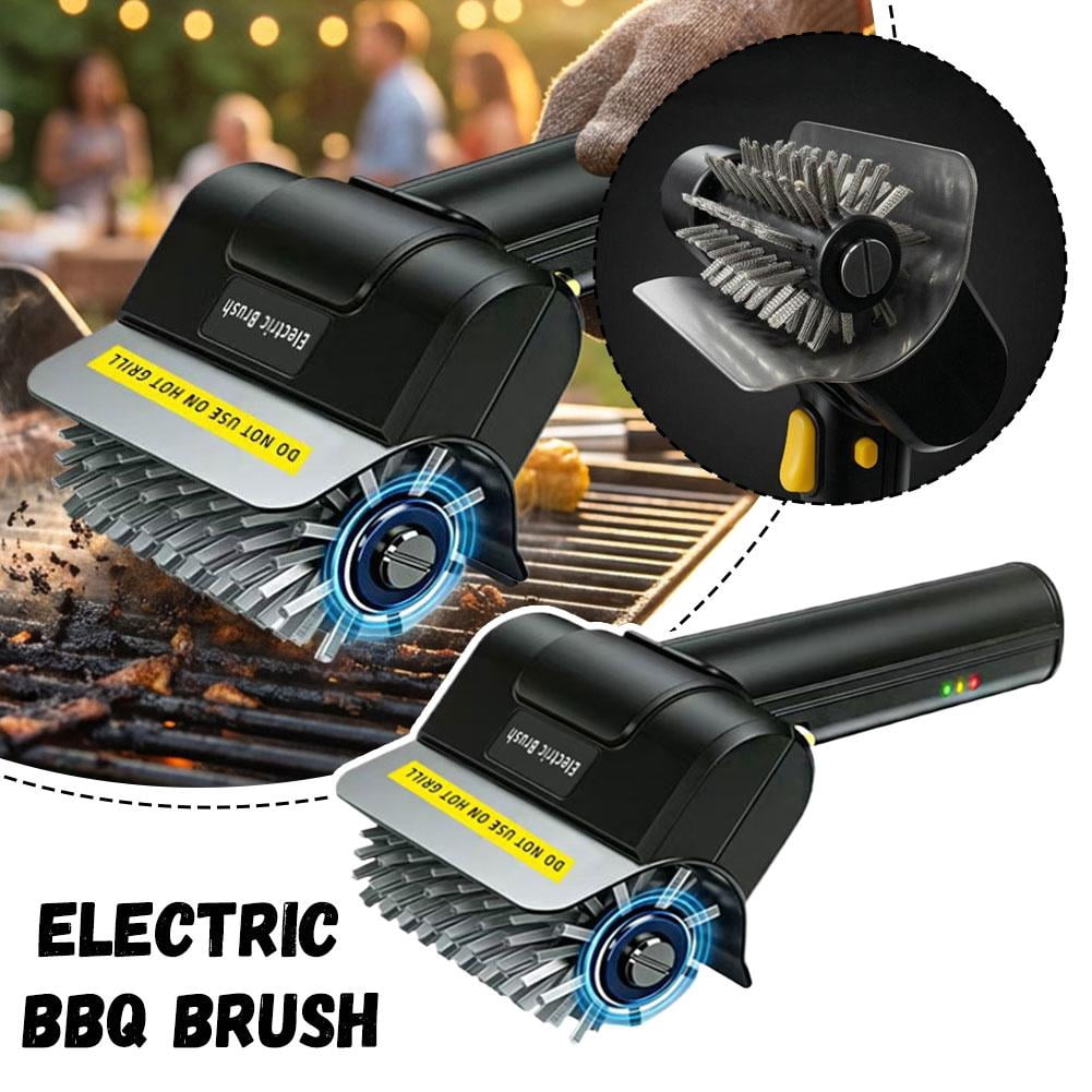 Electric Grill Brush, Rechargeable Cordless Heavy Duty BBQ Cleaning Brush with Replaceable Stainless Steel Bristles, for Grates Griddles Outdoor BBQ Kitchen