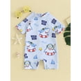 thumbnail image 2 of Bagilaanoe Toddler Baby Girl One-Piece Swimsuit Cartoon Print Short Sleeve Zipper Rashguard Swimwear 3M 6M 12M 2T 3T Kids Bathing Suit, 2 of 9