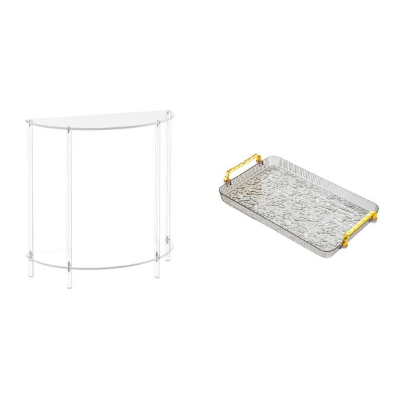 Mesita de noche de acrílico,Mesa auxiliar de acrílico transparente Mesa auxiliar transparente en capas,Mesa pequeña de acrílico,mesita de noche pequeña,compacta,Bandeja para servir,Bandeja
