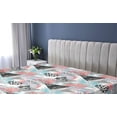 thumbnail image 5 of Ambesonne Tropical Fitted Sheet, Triangle Exotic Foliage, Queen Size, Dark Coral and Sea Blue, 5 of 5