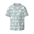 thumbnail image 4 of Uemuo White Swan Pattern Cotton Linen Short Sleeve Shirts,Casual Lightweight Button Down Shirts,Vacation Beach Summer Tops-4X-Large, 4 of 7
