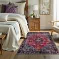 thumbnail image 2 of Lahome Decor 4'x6' Area Rug for Living Room,Machine Washable Non Slip Inside Floor Mat,Vintage Rug,Low Pile Lightweight Vintage Rug for Bedroom Dining Room Office Farmhouse,Purple, 2 of 9