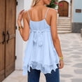 thumbnail image 6 of WEIWEN Spaghetti Strap Tank Top for Women Lace Sleeveless Ribbed Tank Tops Slim Fit Summer Going Out Crop Tops Workout Vest Shirts Light Blue, M, 6 of 8