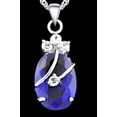 thumbnail image 3 of Blue Crystal Zirconia Pendant Earring  Silver  Anti-Tarnish Oval Necklace J-118, 3 of 6