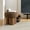 Brown + Broadcloth Pleat, variant on W8017-1 Mushroom stool, brown lamb wool seat, barrel PVC pipe with walnut veneer