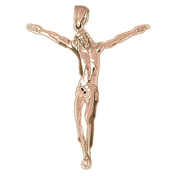 14K Rose Gold Jesus Pendant - 50 mm