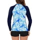 thumbnail image 4 of Honeeladyy Traje de baño de manga larga para mujer, protección solar, estampado deportivo, conjunto de dos piezas, camisetas de baño con pantalones cortos, regalo para novia, azul cielo M, 4 of 4