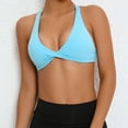 thumbnail image 2 of DDAPJ pyju Womens Twist Front Sports Bra Deep V-Neck Halter Gather Bras Underwire Bikini Top Swim Bathing Suit Tops Sales of Today Sky Blue M, 2 of 4