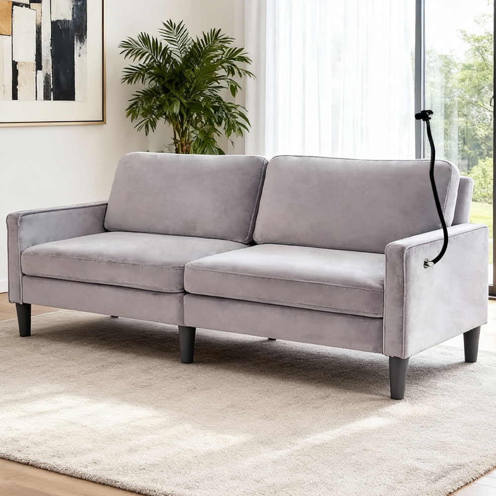 Leumius 78" Modern Loveseat Sofa,Mid Century Comfy Linen Sofa Couch for Small Space,Living Room,Bedroom,Gray