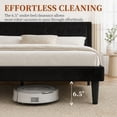 thumbnail image 6 of DEALTOPS Full Size Velvet Platform Bed Frame, Upholstered Tufted Headboard, No Box Spring, Black, 6 of 7