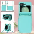 thumbnail image 2 of Compatible with Samsung Galaxy Z Flip7 Crossbody Wallet Case,With Wrist Strap and Shoulder Strap,Zipper Card Slots Pocket,PU Leather Shockproof Protective Rugged Phone Case,Mint, 2 of 11