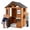 Natural, variant on Costway Kids Outdoor Playhouse with Sink, Spruce Wooden Cottage with Half Door, Flower Pots Gray