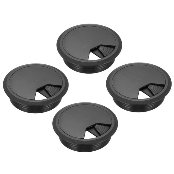 4 Pcs Desk Grommet 3 Inch(80mm), Round Desk Cord Hole Cover, Black