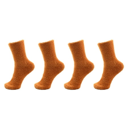

Adult Feather Light Fuzzy Socks - Dijon Brown - 4 Pair Value Pack
