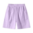 thumbnail image 2 of ATOGUTA Girls Running Shorts Lightweight Running Shorts for Teen Girls Kids Sports Active Short with Pocket and Elastic Size 4T-16, Purple, 2 of 6