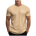 thumbnail image 2 of Ceisia Men Mountain Range Print T Shirt Short Sleeve Minimalist Design Crew Neck Casual Regular Fit Soft Cotton Outdoor Top Khaki M Gifts for Father, 2 of 5