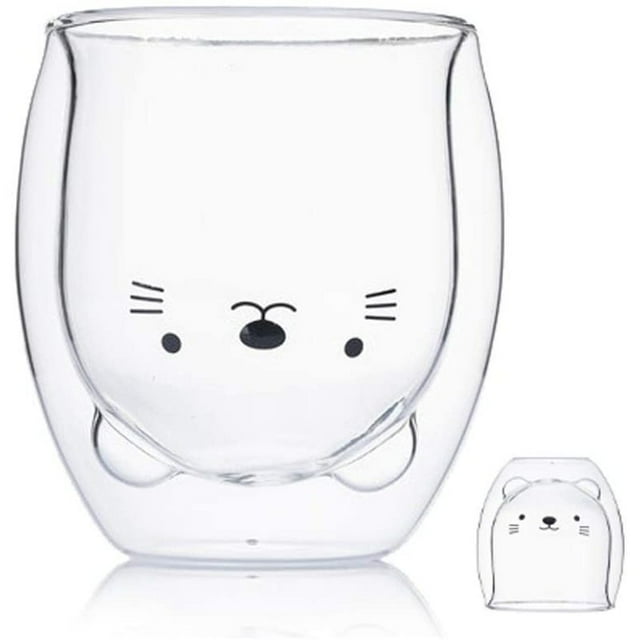 Taza de café Animal Taza de vidrio doble, Leche, Taza de café, Taza de capuchino, Regalo, Amigo Xemadio WL-00242