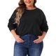 thumbnail image 1 of Camisetas de lentejuelas brillantes de tama?o grande GRACE & GRANDEUR para mujeres con mangas largas, camisetas de fiesta brillantes 1X negras, 1 of 1
