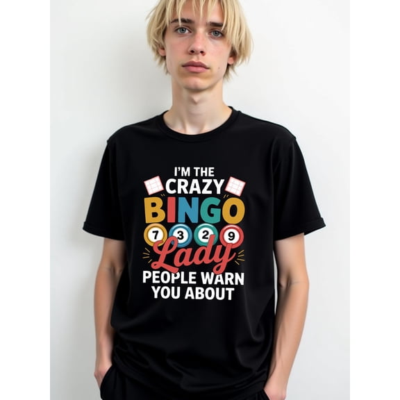 Bingo Lady T-Shirt Mens Crew neck T-shirts black summer elegant Breathable fabric, round neck, short sleeves Classic Unisex Shirt Graphic Tee tshirts