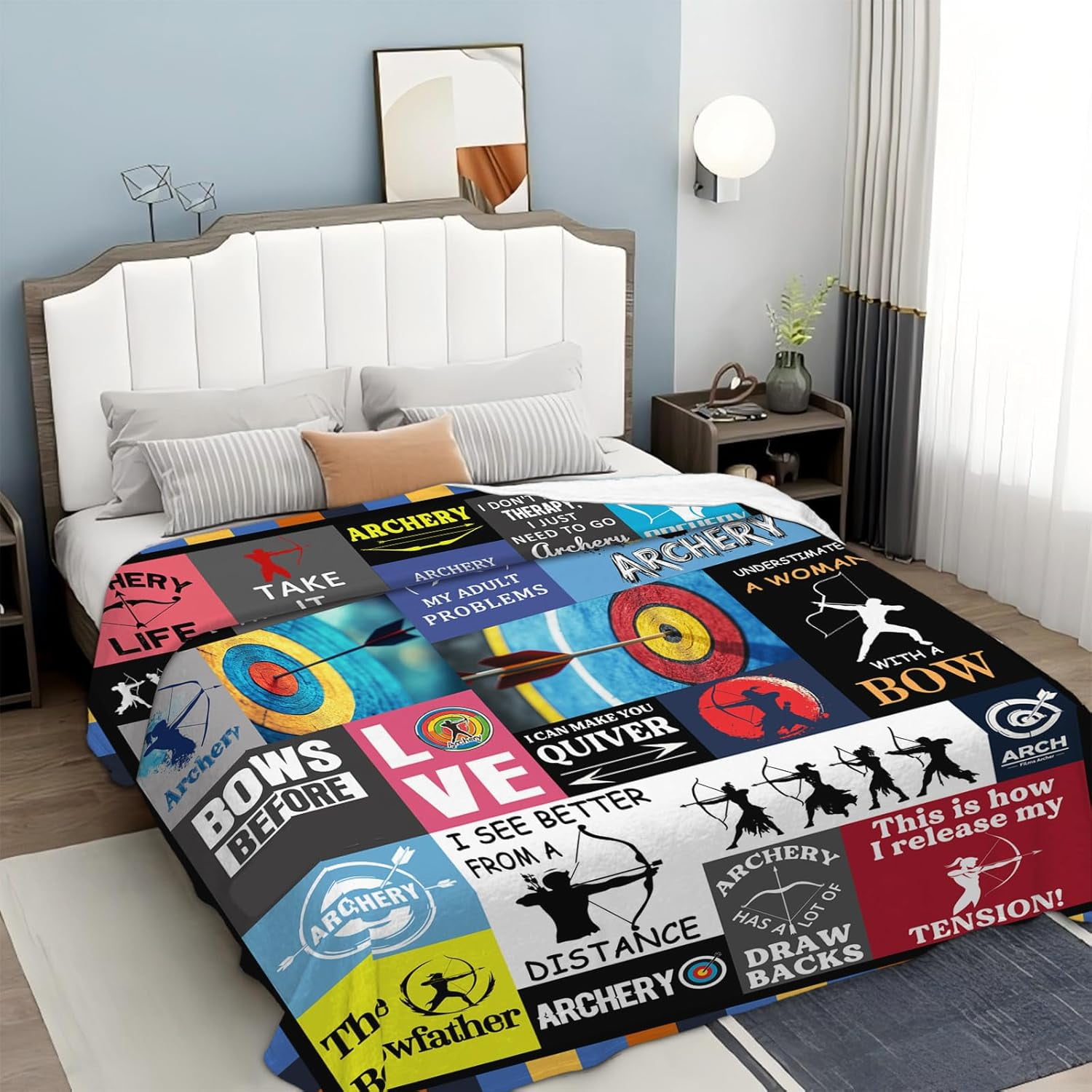 Archery Blanket Flannel Sports Archery Throw Blanket Ultra Soft Cozy Fleece Decor Blanpolyesterkets Gift for Womens Girls Mens Couch Sofa Bed 50" x 40"