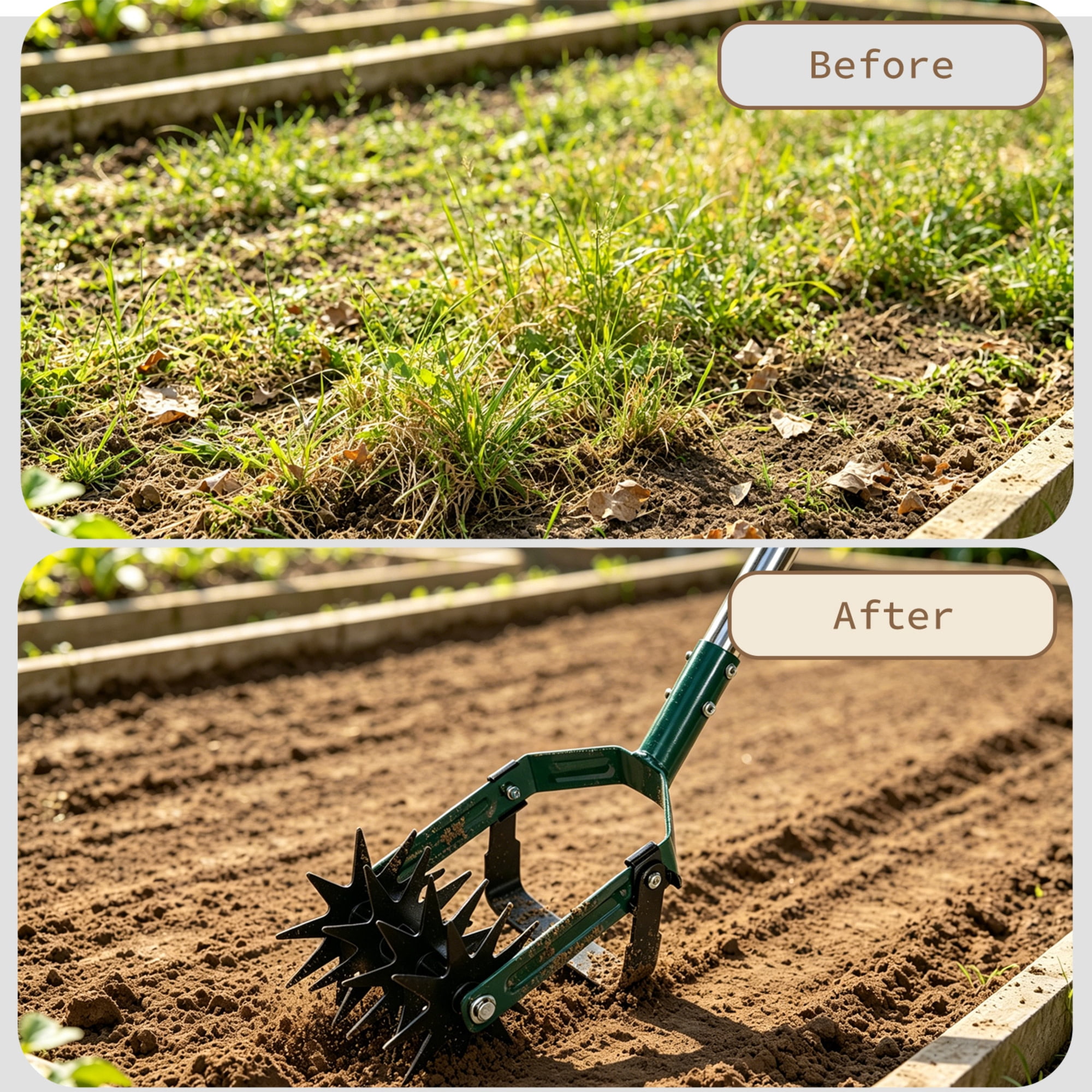Ashfield & Harkness: 2-In-1 Rotary Cultivator & Weeder - Lawn & Garden Tool, 70" Adjustable Handle Rolling Tiller, Soil Loosening, Sturdy Tines-Blade