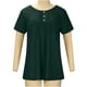 thumbnail image 5 of ICHUANYI Clearance Women's Summer Solid Color Round Neck Button Pleated Short Sleeve Tops(Green, XL) ICHUANYI WER2023080704078, 5 of 8