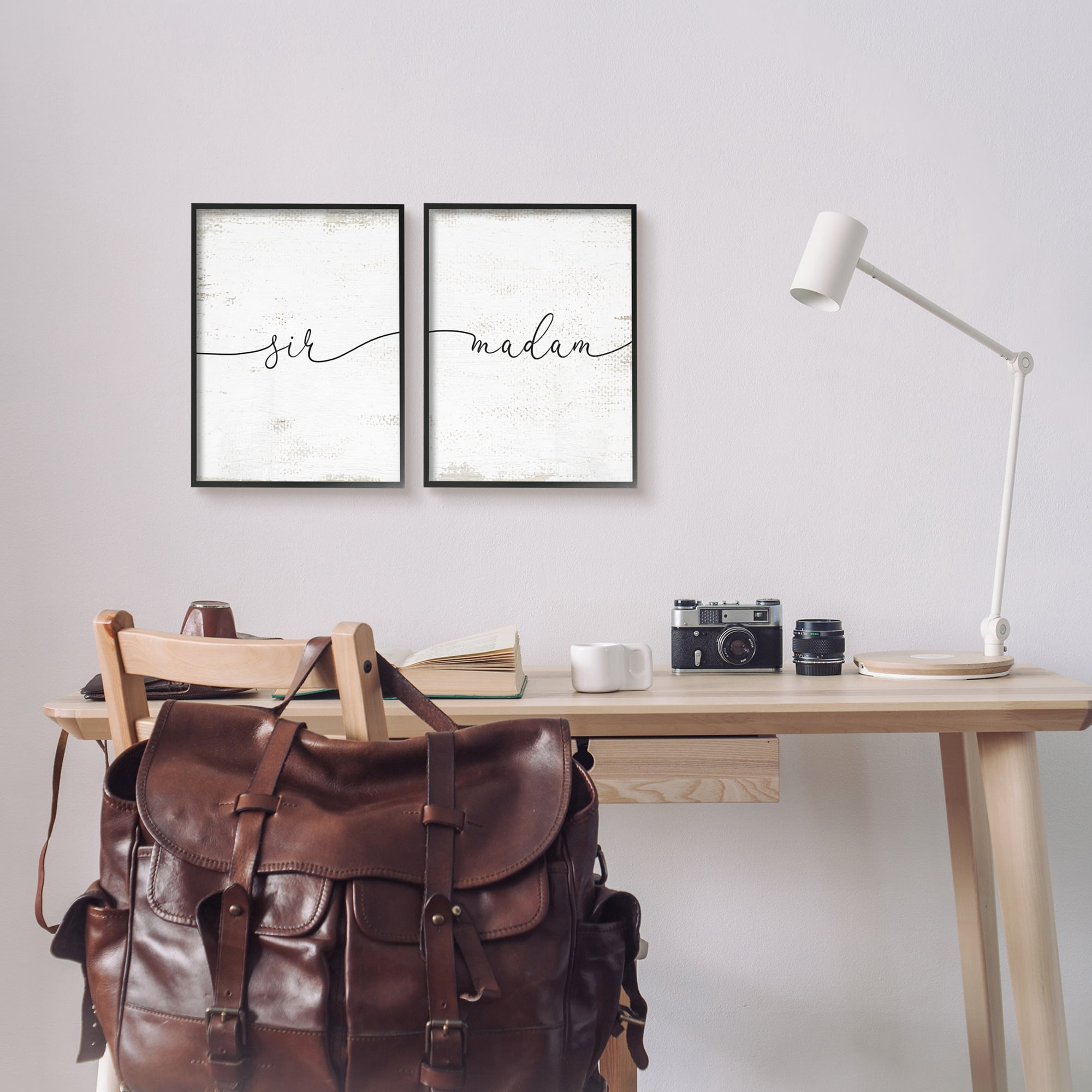Stupell Industries Charming Madam & Sir Calligraphy Simple Rustic Motif Framed Wall Art, 11 x 14, Design by Lil' Rue