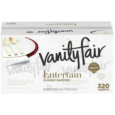 Vanity Fair Entertain 3 Ply Paper Napkins, White (320 Count)