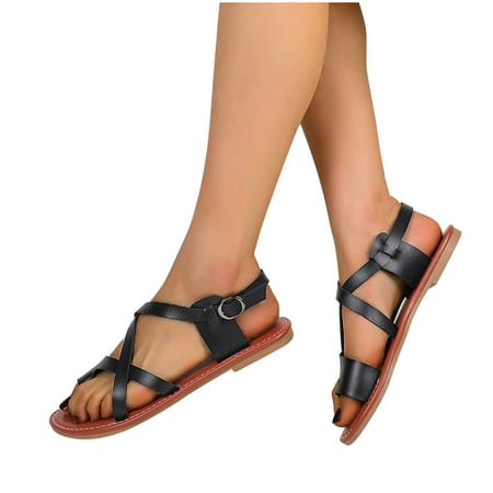 

Juebong Sandals clearance Flat Sandals for Women Girls 2024 Summer Travel Strappy Slip Sandals Casual Open Toe Fisherman Sandal Cute Low Wedge Gladiator Sandals