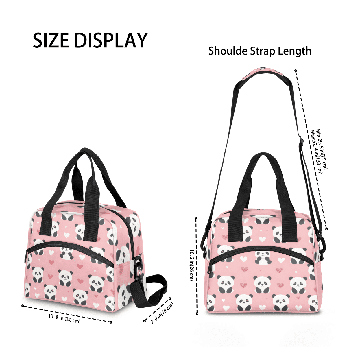Herdesigns Cute Panda Insulated Lunch Bag for Women Men Adults Large Reusable Lunch Box Animal Panda Leakproof Cooler Tote Bags with Adjustable Shoulder Strap