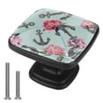 thumbnail image 1 of 4 Pcs Cabinet Handle Drawer Pulls Anchor Knobs with Screws Square Furniture Office Cabinet Knob Decoration, 1 of 5