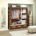 thumbnail image 4 of Portable Closet,Brochao Portable Wardrobe with 3 Drawer and 4 Storage Shelves and Side Pocket for Clothes Storage Organizer,Coffee, 4 of 11