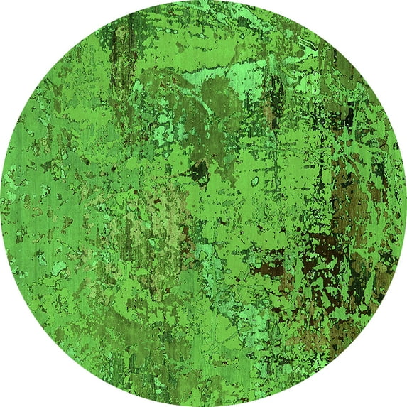 Ahgly Company Indoor Round Oriental Green Industrial Area Rugs, 7' Round