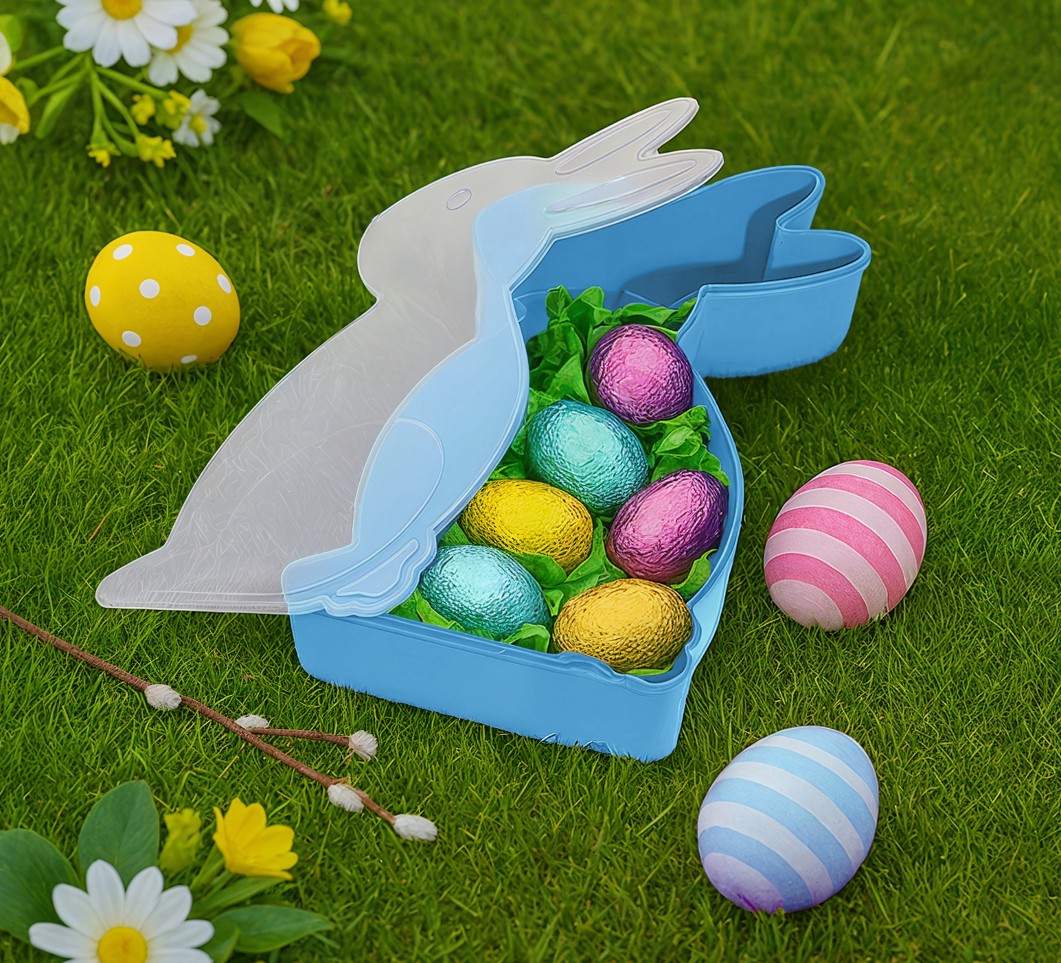 Plastic Bunny Shape Container Blue