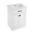 thumbnail image 4 of Burdon 24 in. Brown Bathroom Vanity With White, 3-Hole Ceramic Sink Top, 4 of 8