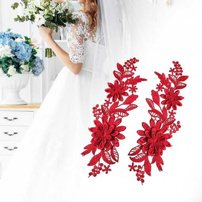 1 Pair Lace Flower Applique Lace Fabric Trims Floral