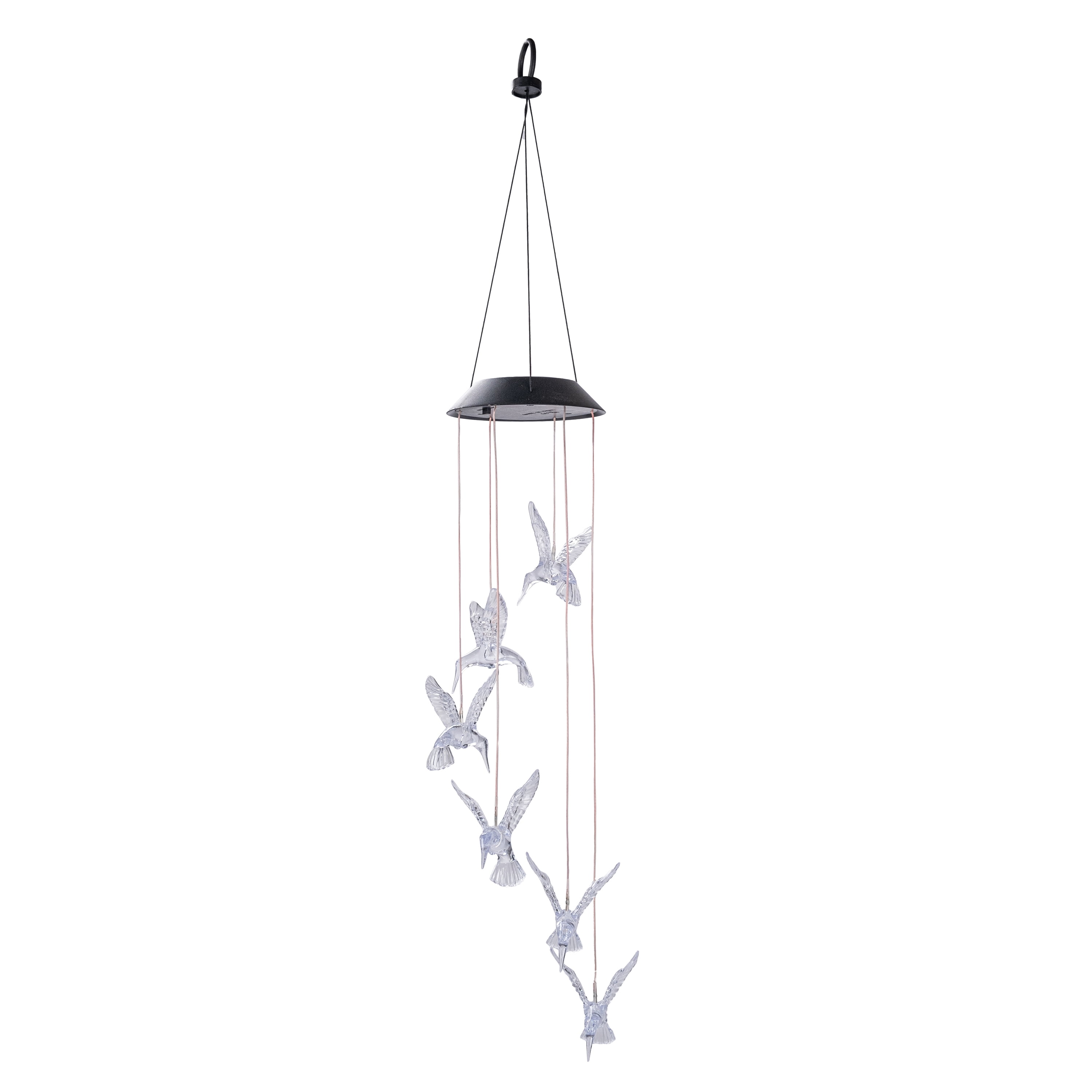 mainstays solar hummingbird outdoor mobile with color-changing led lights weather-resistant
