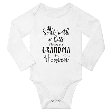 

Sent with A Kiss from My Grandma in Heaven Cute Baby Long Sleeve Boy Girl One-pieces Unisex (White 18-24M)