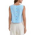 thumbnail image 3 of INSPIRE CHIC Womens Summer Cropped Tank Tops Gingham Top Button Back Casual Sleeveless Blouses Shirts XL Blue, 3 of 5