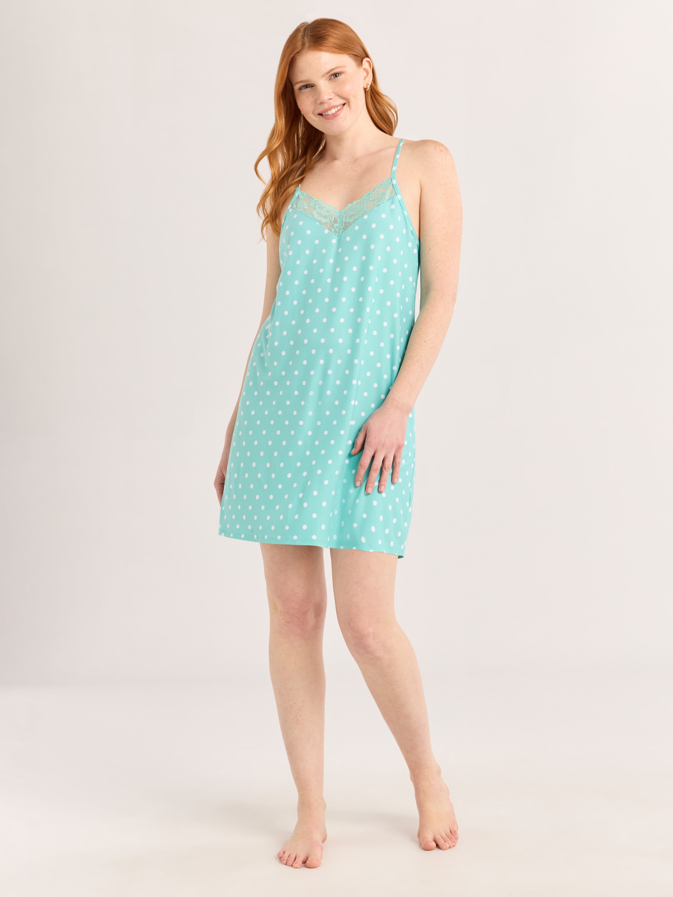 Joyspun Women’s Dreamy Soft Collection Lace Trim Knit Chemise, Sizes S to 3X