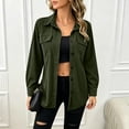 thumbnail image 6 of Atogsazn Women's Button Down Shacket Jacket Casual Ribbed Corduroy Long Sleeve Oversized Shirt Fall Winter Tops Army Green M Fashion, 6 of 7