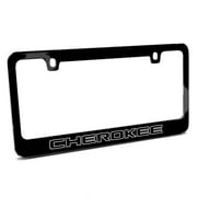 Jeep Cherokee Outline Black Metal License Plate Frame