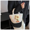 thumbnail image 3 of Xiao Hua Bolso de hombro tejido para mujer, bolso de mano y neceser, elegante bolso de playa de verano, 28 x 11 x 15 cm (multicolor)., 3 of 4