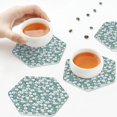 thumbnail image 7 of Pofeuu Floral Print Leather Coasters Set of 6, Round Cups Mugs Mat Pad for Home Kitchen Heat Resistant Drink Coasters,Hexagon, 7 of 7