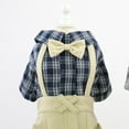 thumbnail image 5 of Pet Clothes Dog Shirts Striped Overall Jumpsuit with Khaki Bowtie Casual Daily Outfit for Puppy Cat (Khaki) - L, 5 of 6