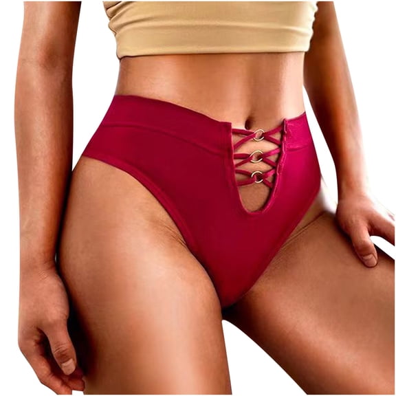 Levmjia Women Thong Underwear Hollowed Out Mid Waisted High Elasticity Solid Color Seamless Breathable No Show Panties Daily Wear Comfort Stretch Fit