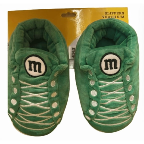 M&M's World Green Characters Plush Slippers Youth S/M New with Tag